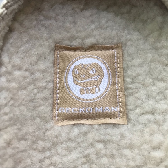 Fleece-lined Gecko Man Arch Support Tan Woven Canvas Slippers - Picture 6 of 6